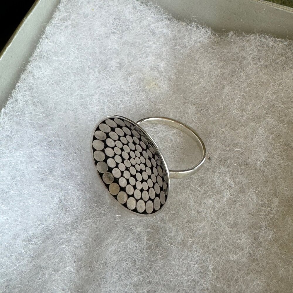Silver Hammered Disk Ring - image 2